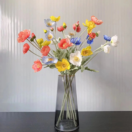 fausses fleurs de pavot en soie pour décorations de mariage et fêtes