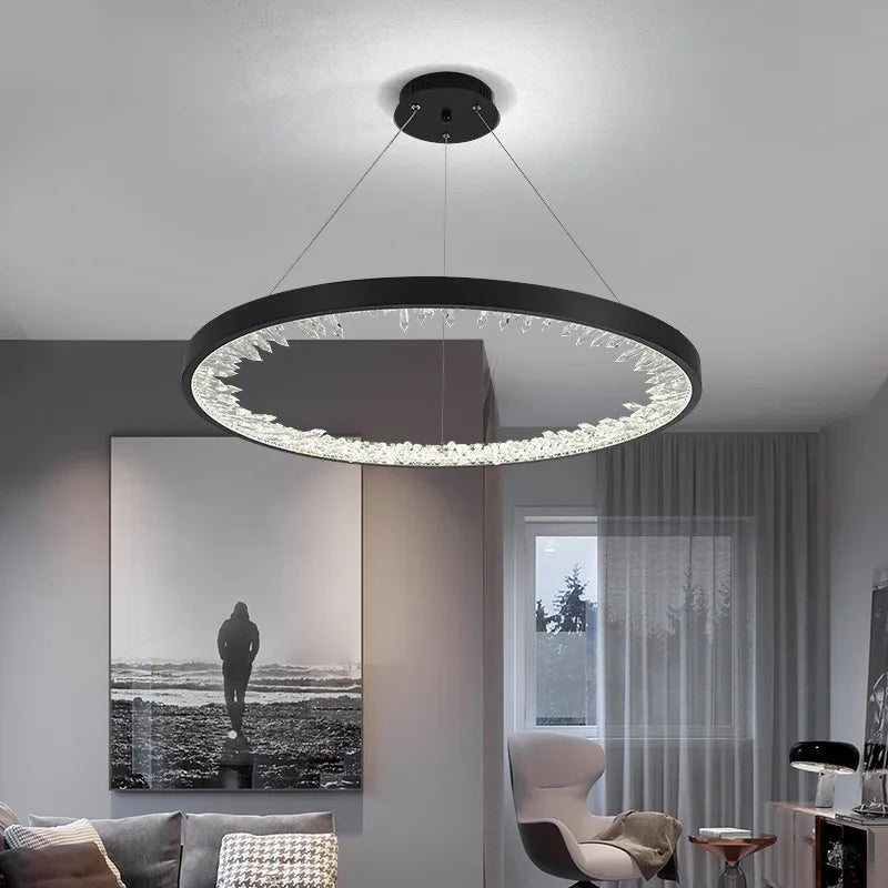 Plafonnier LED suspendu en cristal de luxe au design moderne - vue 3 sur 17