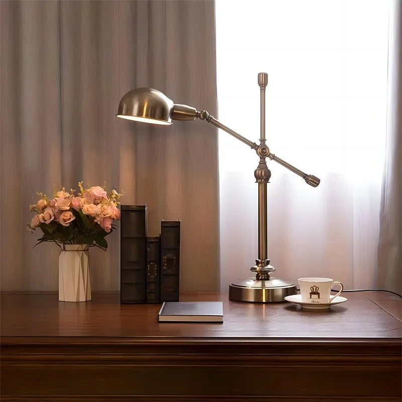 lampe de bureau en bronze style industriel rétro créatif pour travail - vue 3 sur 8