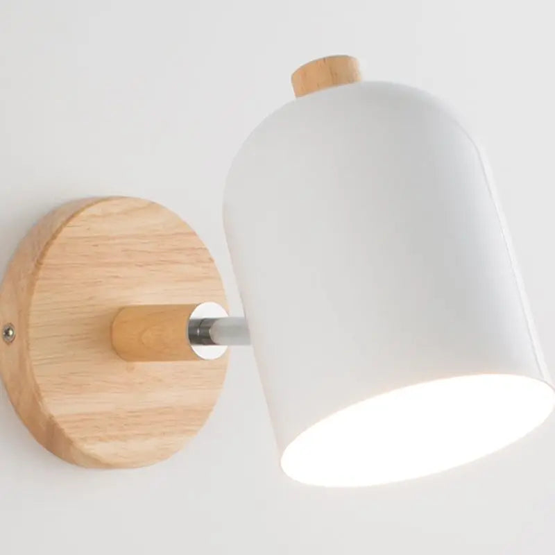 applique murale nordique moderne rotative led en fer et bois - vue 4 sur 19