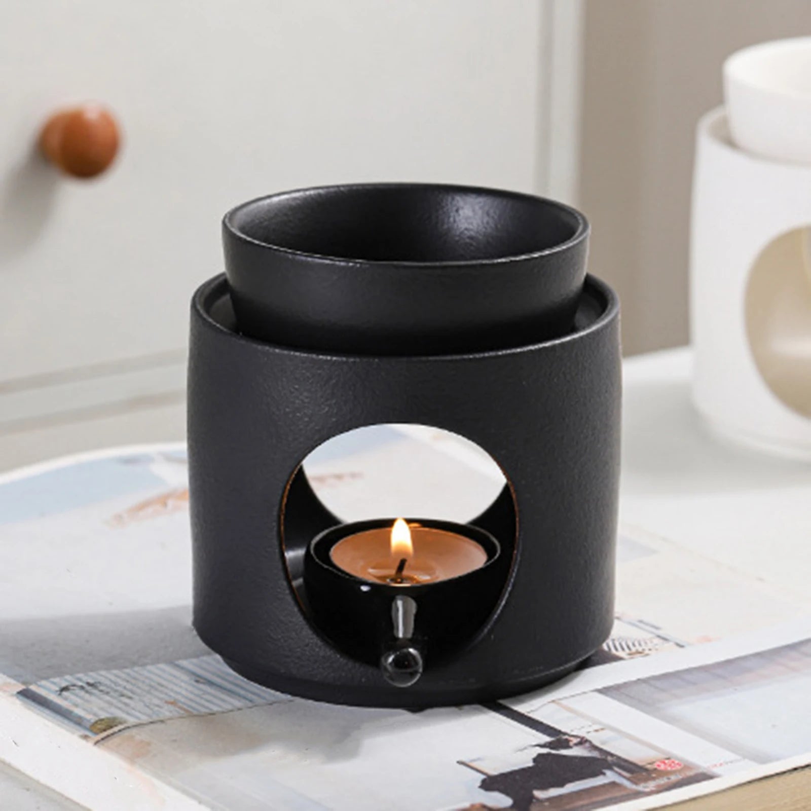 brûleur d'huile essentielle en céramique multifonction décoratif pour intérieur - vue 3 sur 9