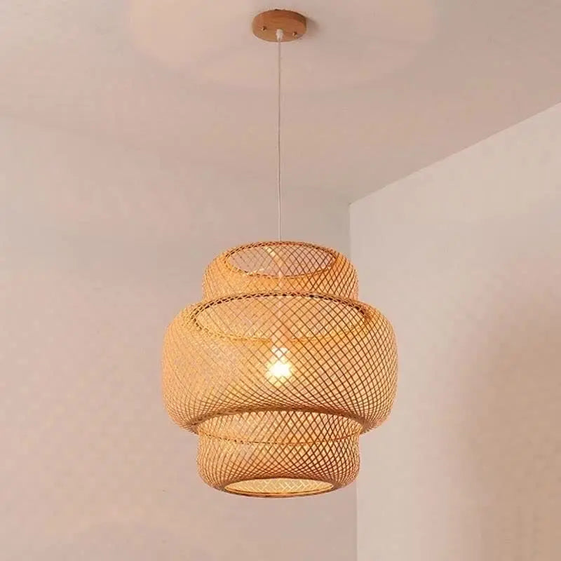 Suspension Bambou rotin lumière lampara Techo bambou paille lustre lumière décoration de la maison Art déco plafond suspension lustre - vue 4 sur 18
