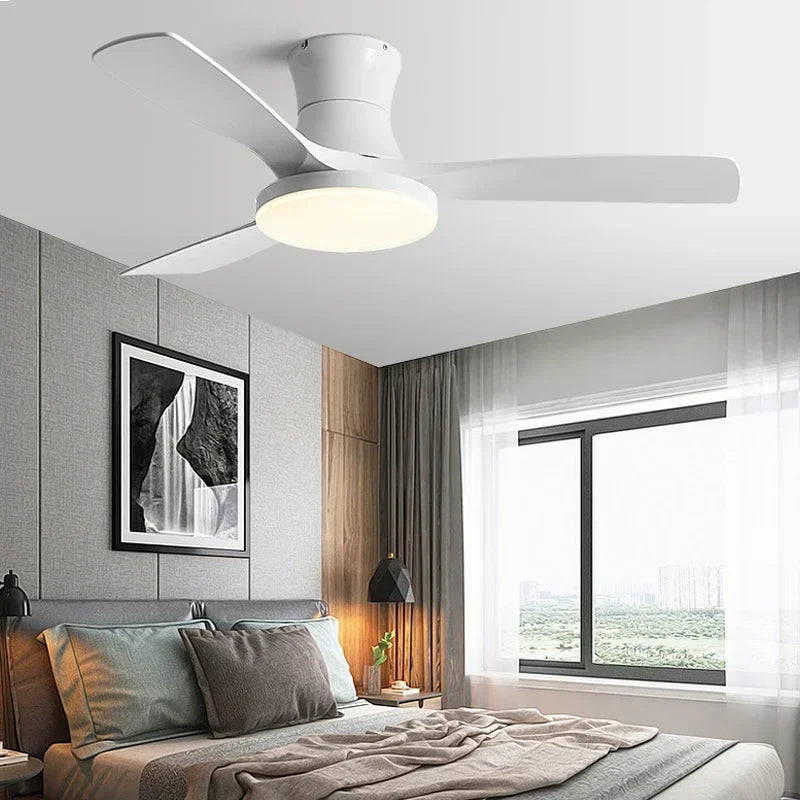 ventilateur de plafond bas avec lumière led et contrôle électrique - vue 4 sur 12