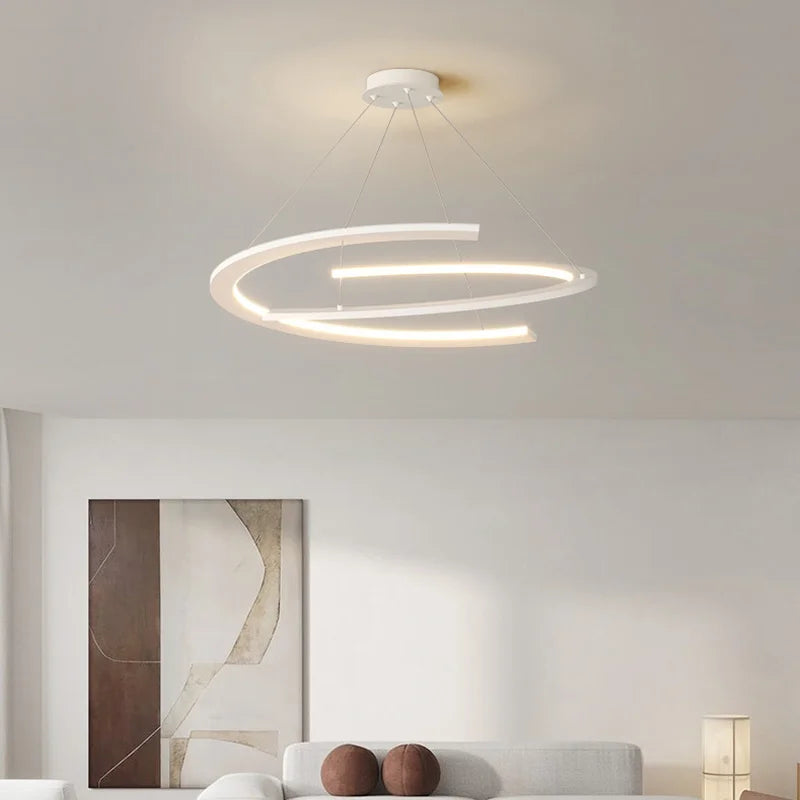 Lustre moderne simple design nordique anneau restaurant - vue 6 sur 12