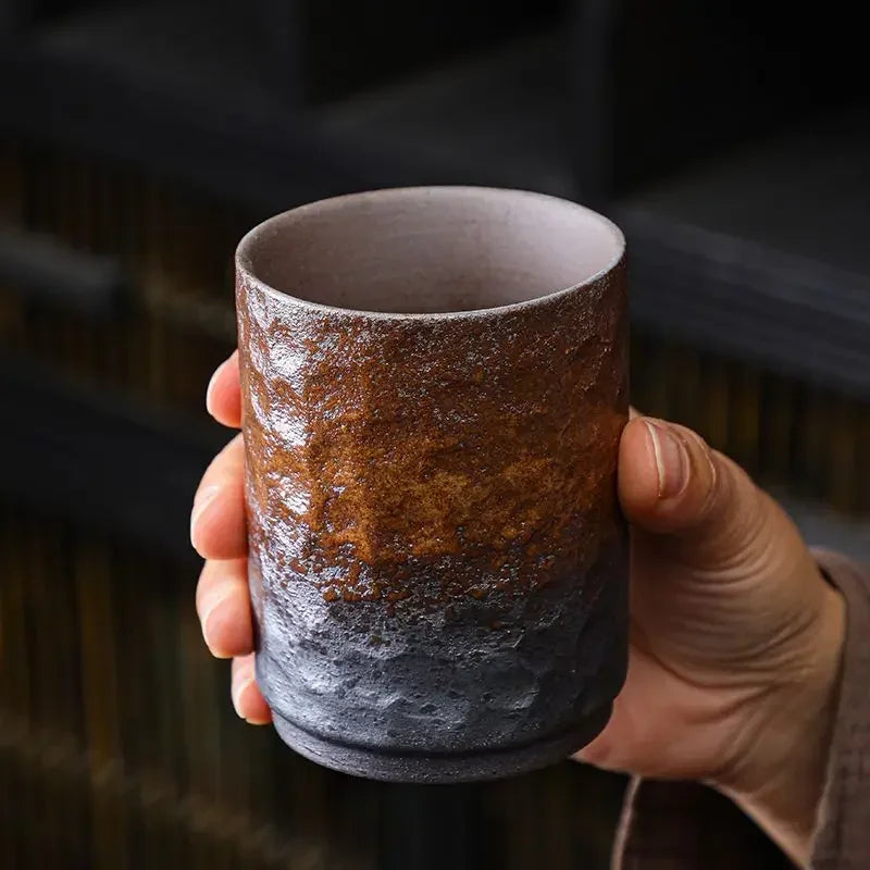 Mug vintage en ceramique chinoise style rustique artisanal