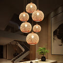 lustre moderne nordique en bambou tissé à la main led