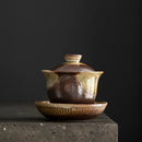 Theiere ceramique style chinois retro bol couvercle artisanal