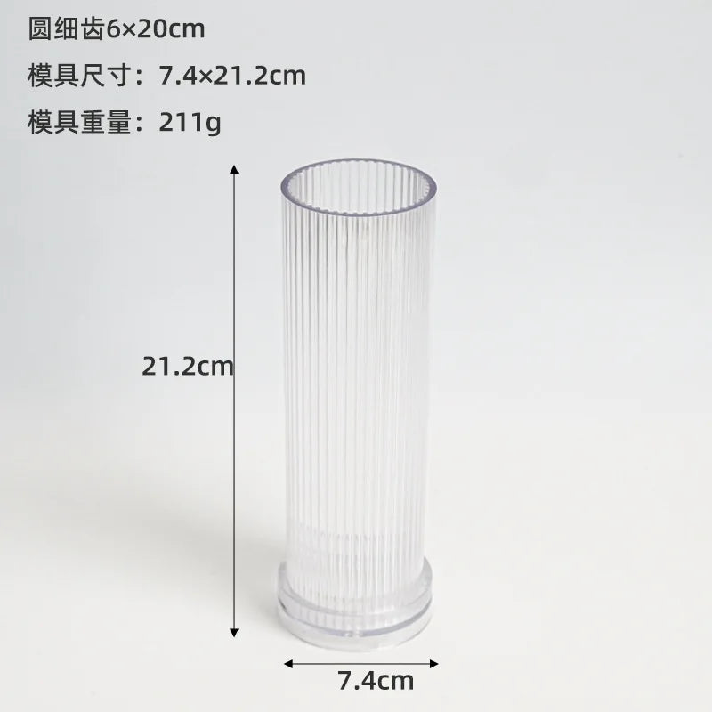 moule cylindrique à rayures pour fabrication de bougies en acrylique
