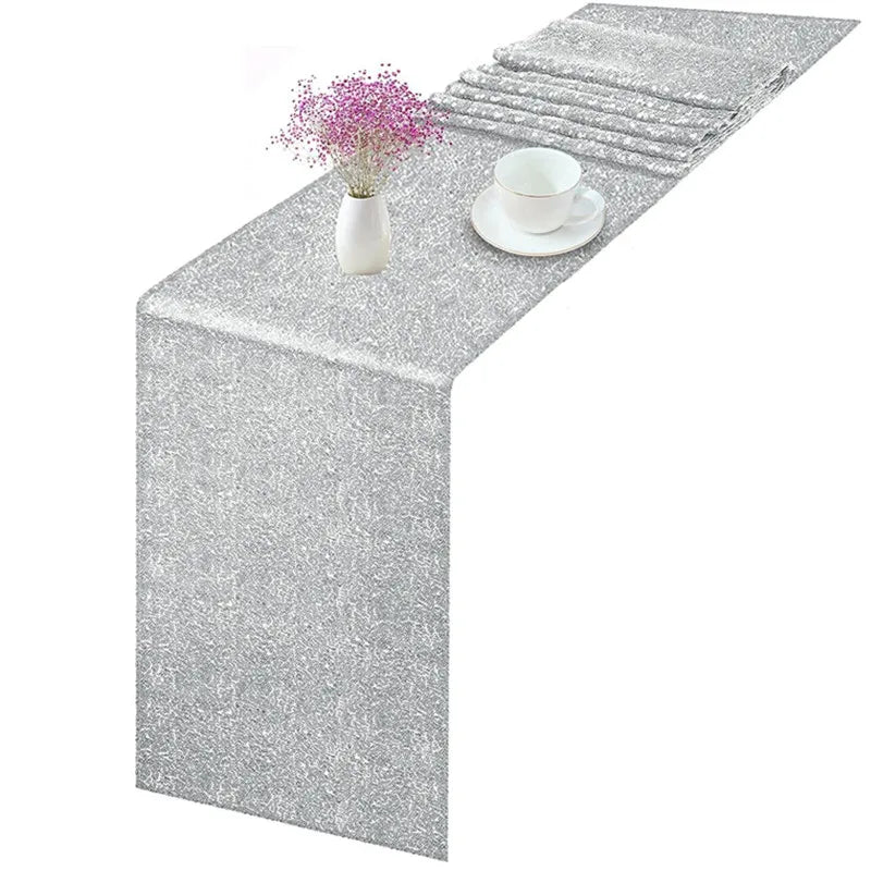 Chemin de table sequins brillants or argent rose