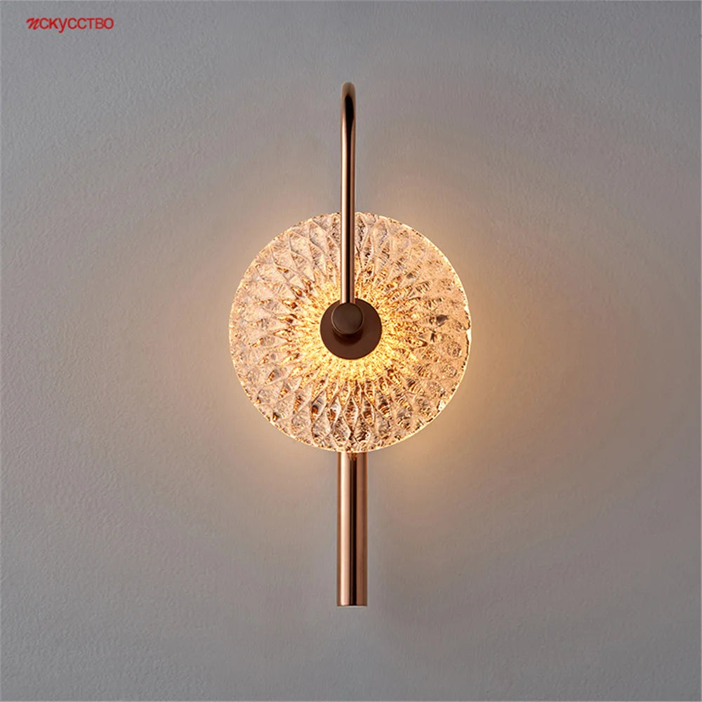 applique murale led ronde en verre de luxe pour éclairage artistique