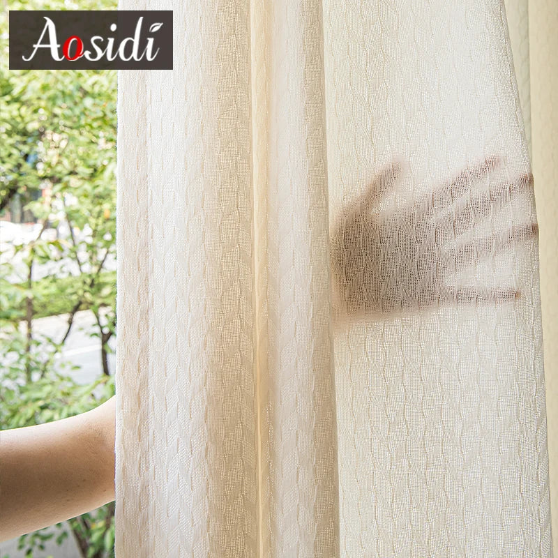 Voilage japonais géométrique semi translucide pour salon chambre