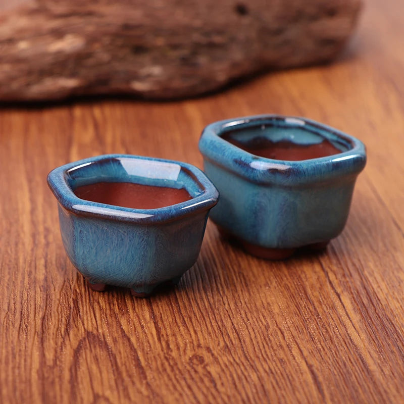 mini pots à bonsaï en céramique pour plantes succulentes artisanaux - vue 4 sur 7