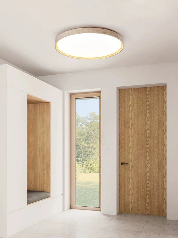 Led plafonnier pierre Downlight monté en Surface rétro luminaires noyer bûche bois couleur chambre salon grande lumière