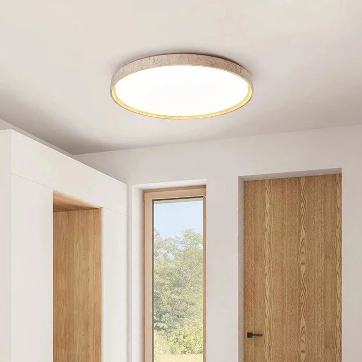 plafonnier Led en pierre Downlight monté en Surface rétro luminaires noyer bûche bois couleur chambre salon grande lumière - vue 5 sur 13
