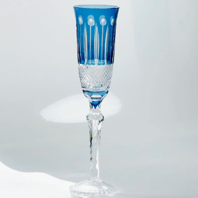 Verres à vin cristal gravé style ancien pied