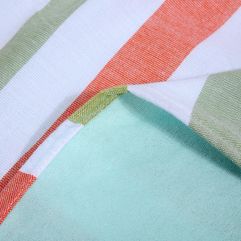 serviette de plage turque coton rayures pompons legere - vue 6 sur 7