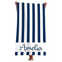 serviette de plage rayée personnalisée microfibre absorbante
