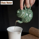 Théière céladon yue kiln dragon phénix relief filtre