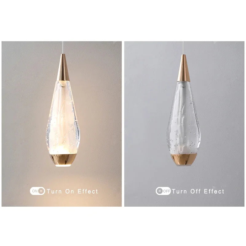Lamp Modern 3-Lights Kitchen Island Pendant Lighting, Mini LED Light Fixtures Gold Crystal Hanging Light Fixture For Bedside R - vue 5 sur 9