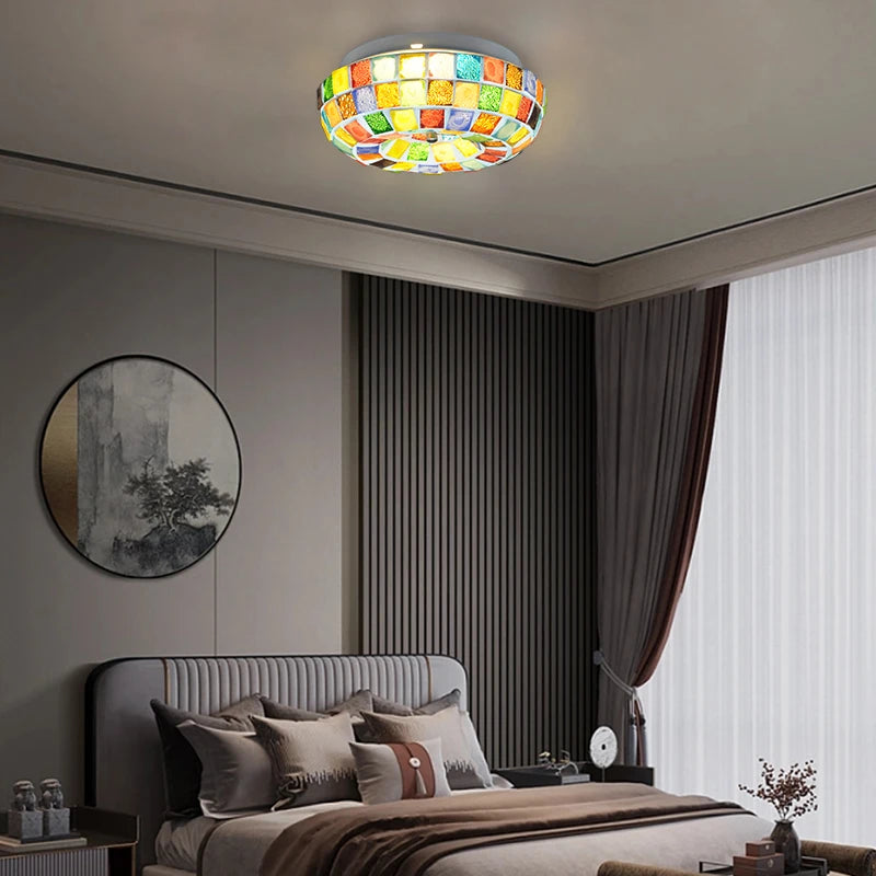 plafonnier led tiffany style bohème pour un éclairage coloré - vue 4 sur 7