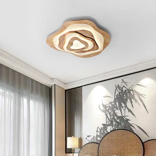 plafonnier led en bois design japonais moderne irrégulier décoratif