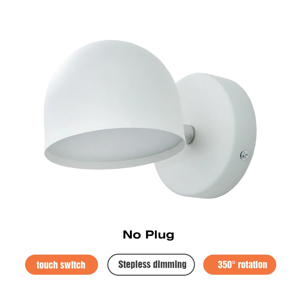 applique murale led tactile rotative 350° avec variateur et prise