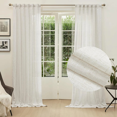 Voilage sur mesure style lin moderne grande hauteur