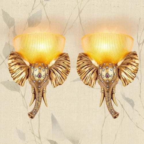 applique murale éléphant en verre et résine décorative