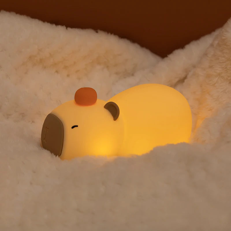 Lampe enfant dessin animé Silicone LED Capybara veilleuse USB Rechargeable gradation sommeil lampe de nuit pour chambre d'enfants décor cadeau d'anniversaire - vue 5 sur 6