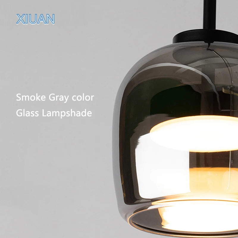 xiuan lampe de chevet à suspension en verre simple pour luminaires - vue 7 sur 8
