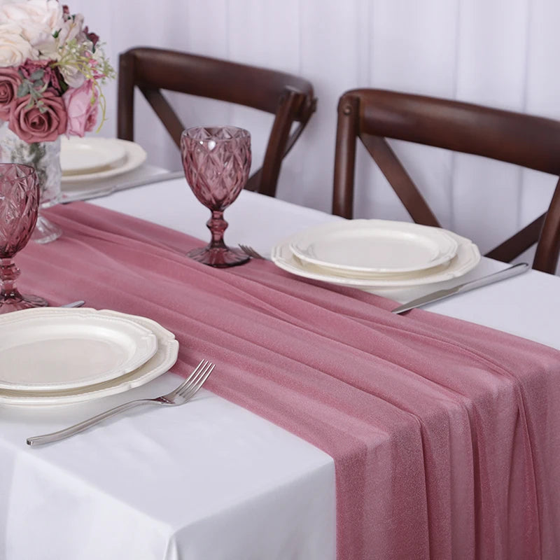 Chemin de table mousseline bohème transparent lot 4