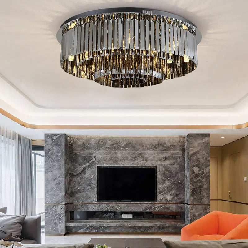 plafonnier led moderne de luxe en cristal décoration maison - vue 4 sur 9