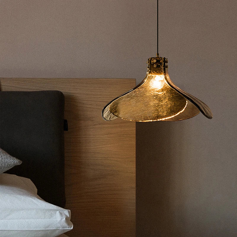 lustre rétro en verre en forme de fleur pour ambiance élégante - vue 3 sur 8