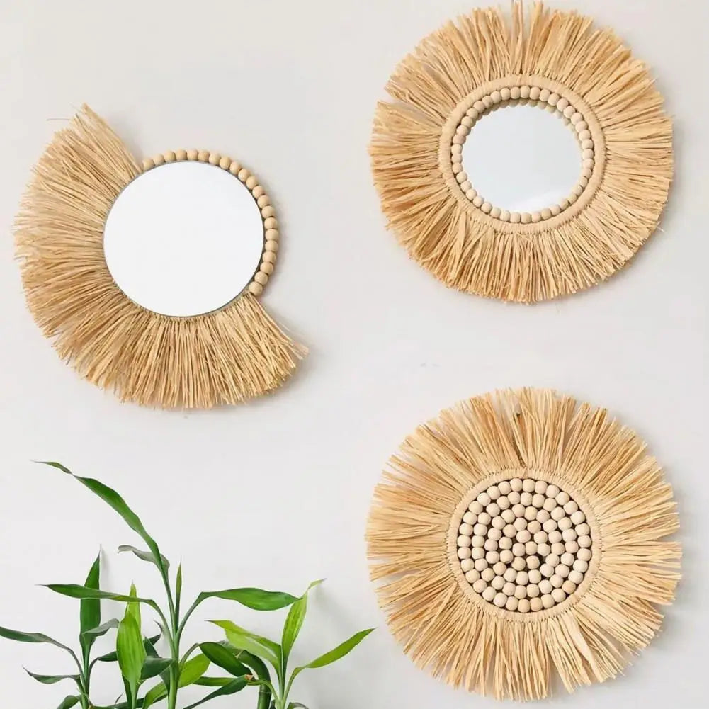 miroir suspendu en paille acrylique design et pratique - vue 3 sur 10