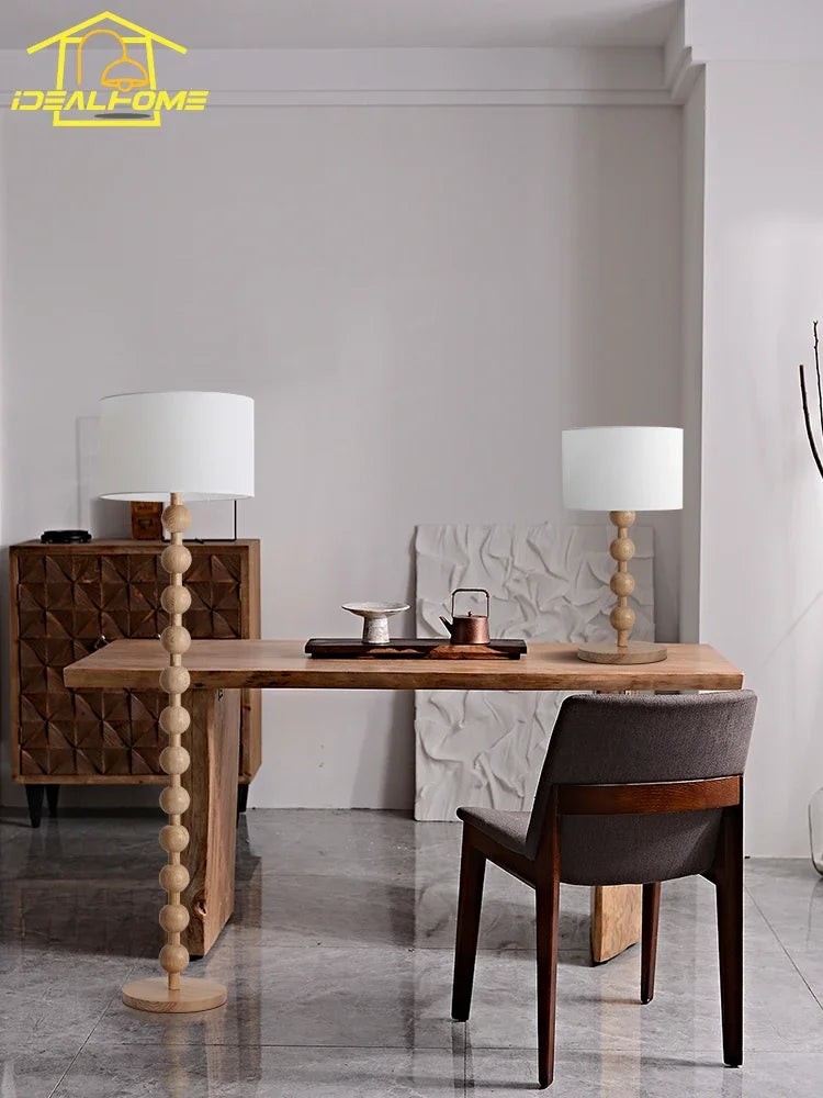 lampadaire japonais wabi-sabi en bois pour décoration intérieure - vue 6 sur 10