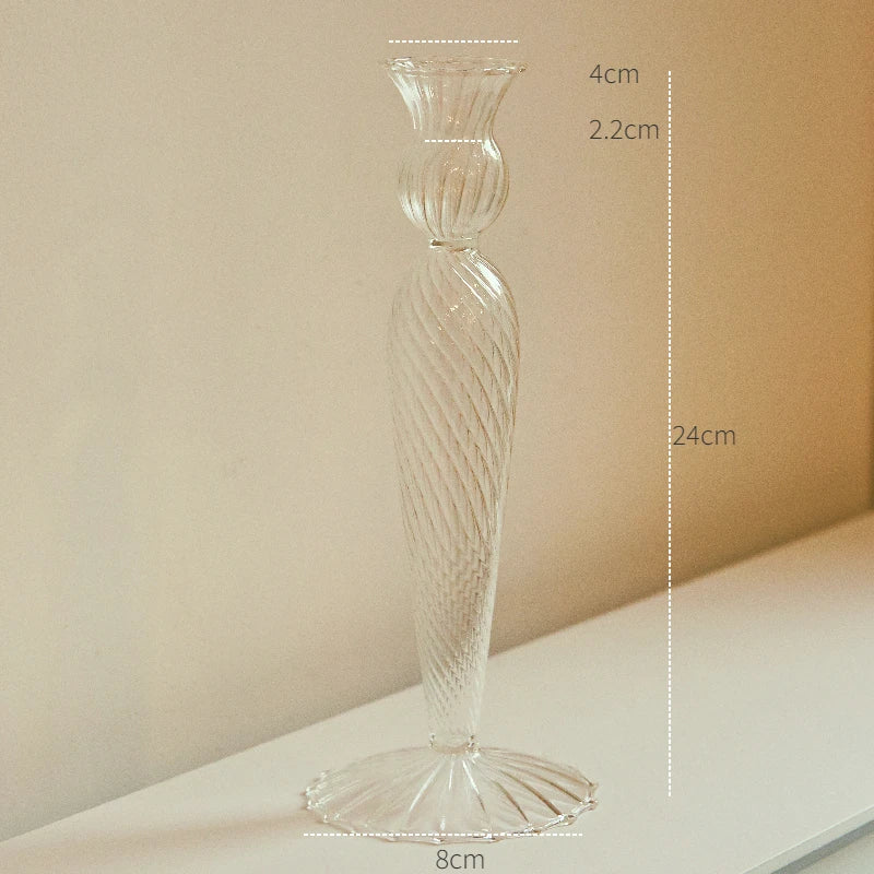 bougeoir en verre transparent décoration intérieure moderne nordique - vue 11 sur 31