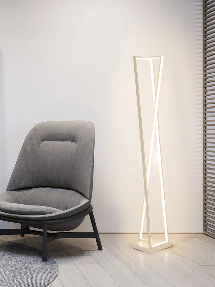 Lampadaire Led à géométrie noire et blanche moderne - vue 5 sur 10