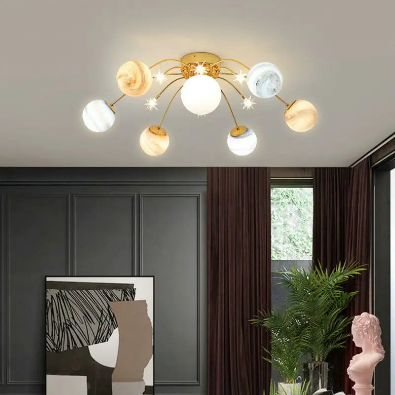 SANDYHA Star Design boule de verre lampe décorative moderne créatif planète plafonnier chambre chambre d'enfants salon éclairage de la maison - vue 3 sur 7