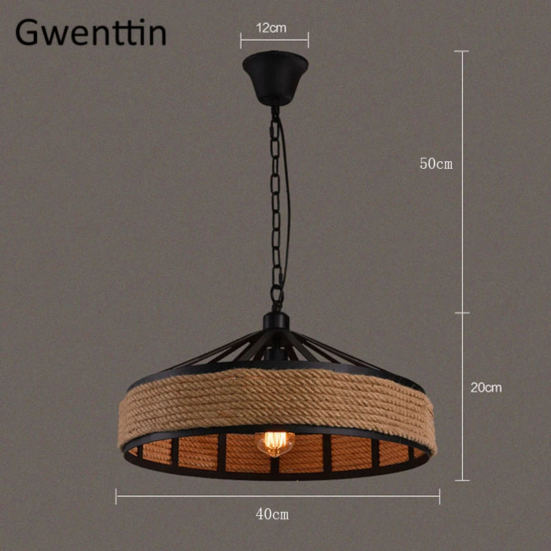 suspension rétro en corde de chanvre pour décoration intérieure - vue 6 sur 7