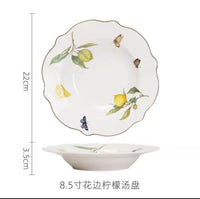 Assiette ceramique style europeen motif citron elegant