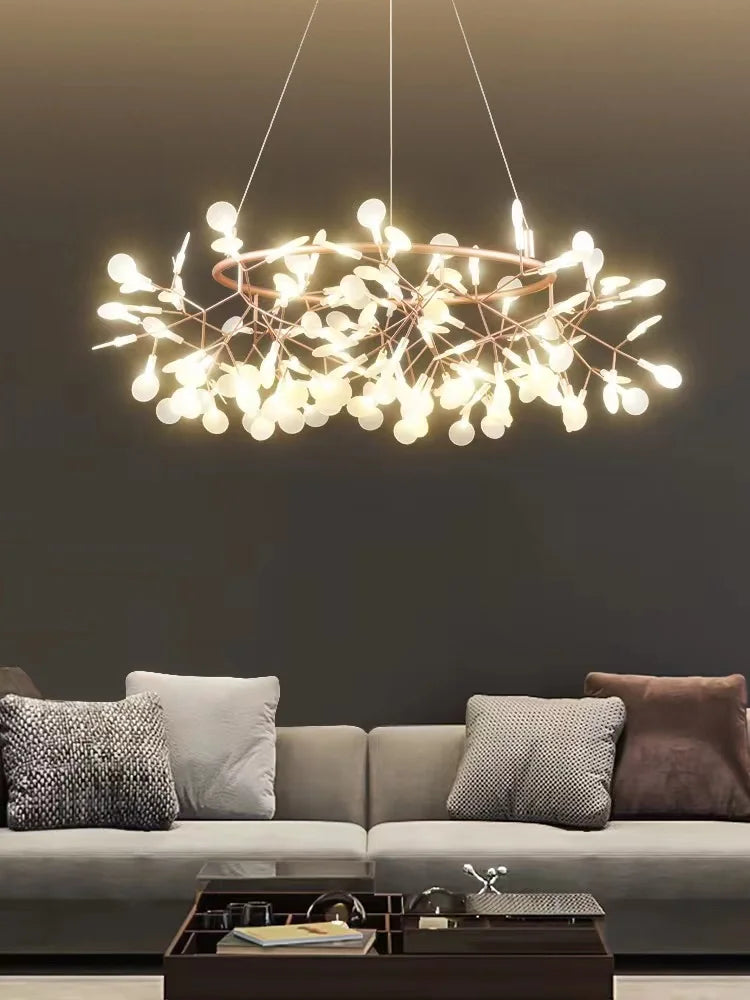 suspension led art déco en acier inoxydable et acrylique