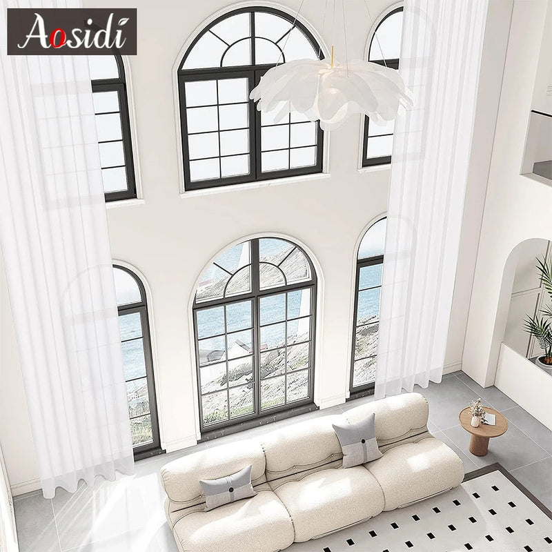 Voilage effet lin extra long pour grandes fenêtres