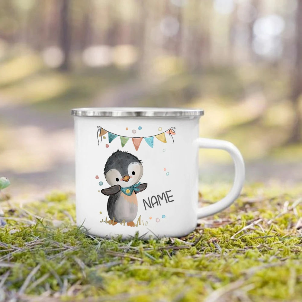 Mug enfant personnalisé avec animal style dessin enamel