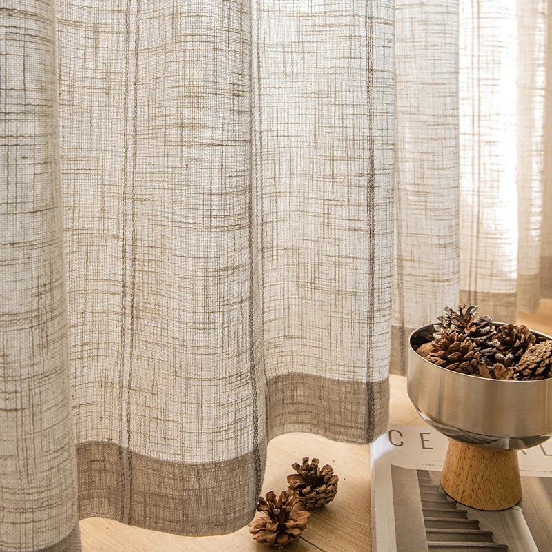 Voilage rideau style japonais rayé pour salon chambre