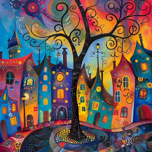 peinture par numéros paysage pour décoration artisanale colorée