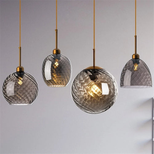 suspension led modernes en verre grain d'eau pour décoration intérieure