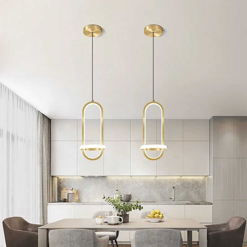 Suspension LED moderne lumières noir/or Lustre Table salle à manger cuisine Lustre lampe suspendue luminaire décor à la maison éclairage intérieur - vue 3 sur 7