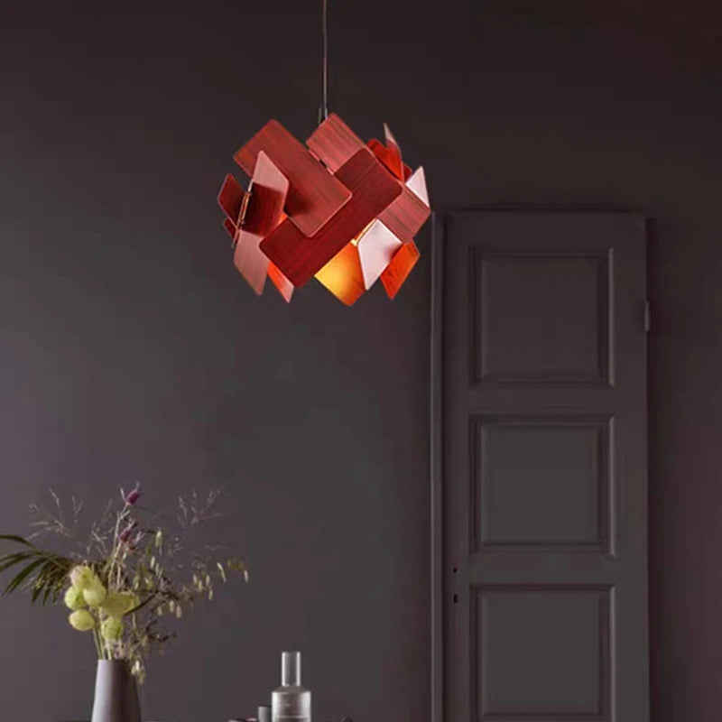 lampes suspendues en bois créatives avec cordon réglable - vue 4 sur 10