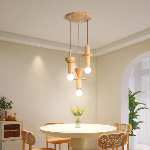 suspension moderne en rondins style japonais pour intérieur élégant