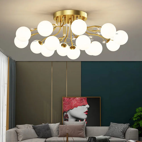 lustre en boule de verre nordique doré luminaire décoratif d'intérieur